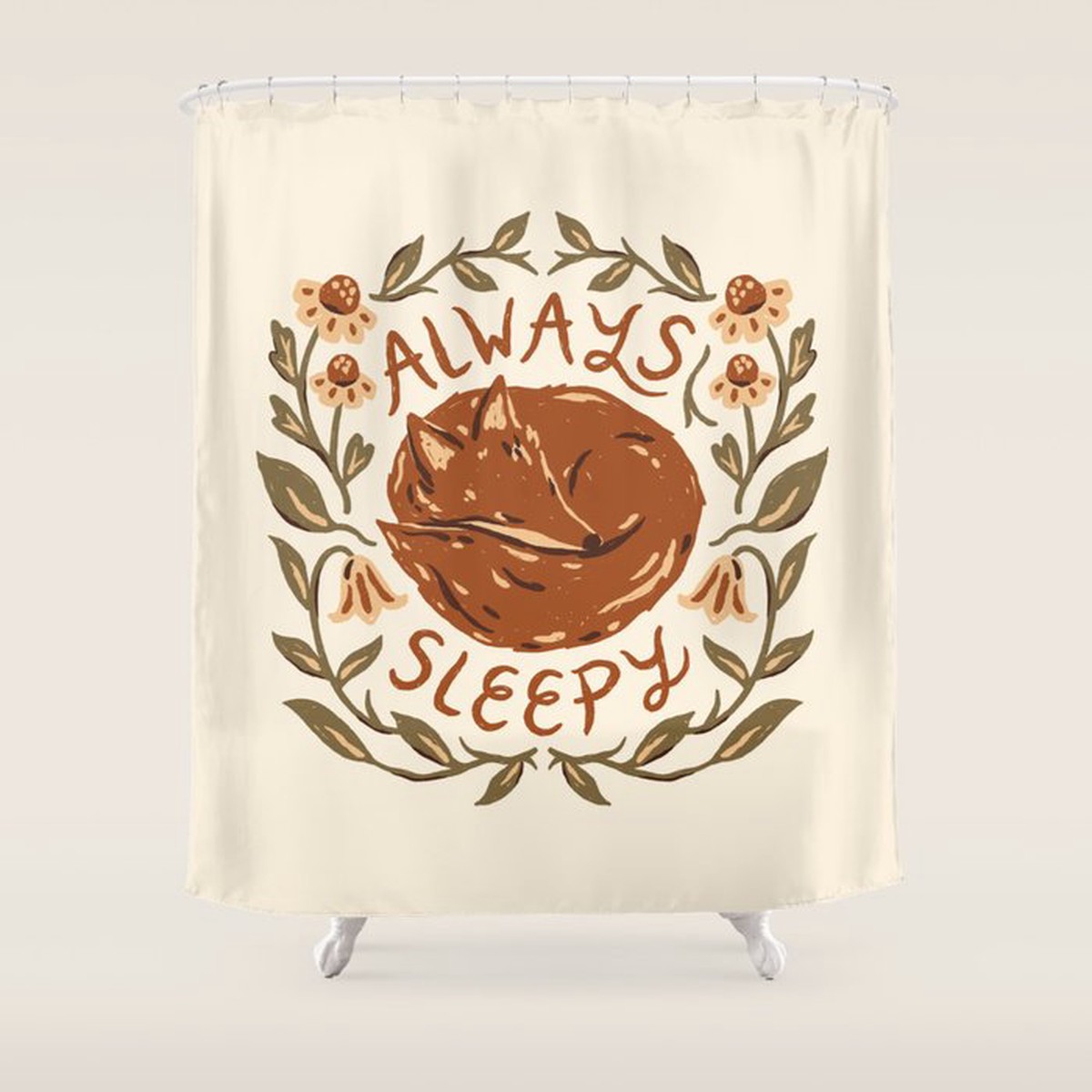'Always Sleepy' Fox Shower Curtain