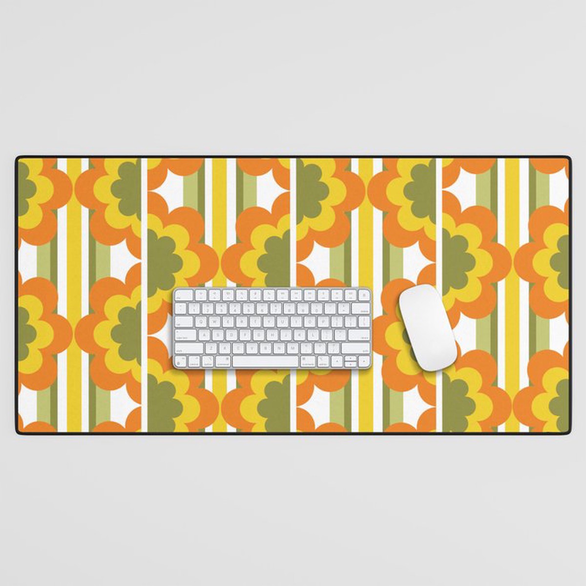 '70's Summer' Orange Yellow Green Desk Mat