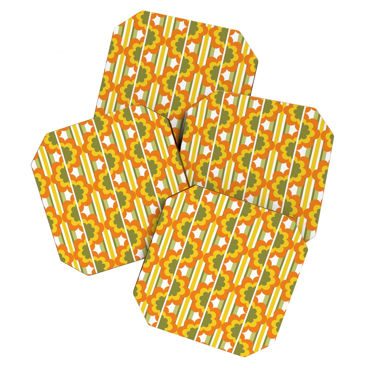 '70's Summer' Orange Yellow Green Coaster