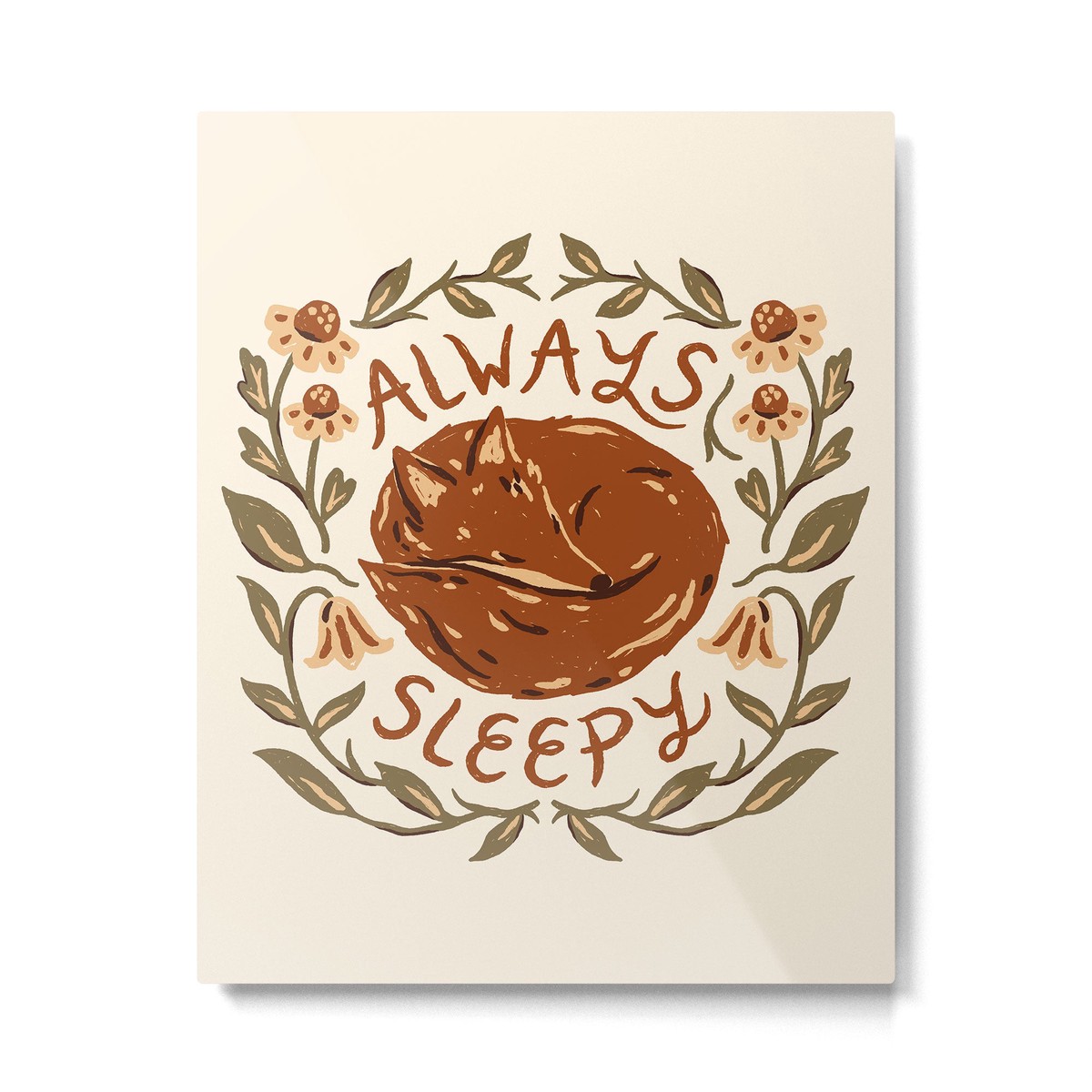 'Always Sleepy' Fox Metal Print