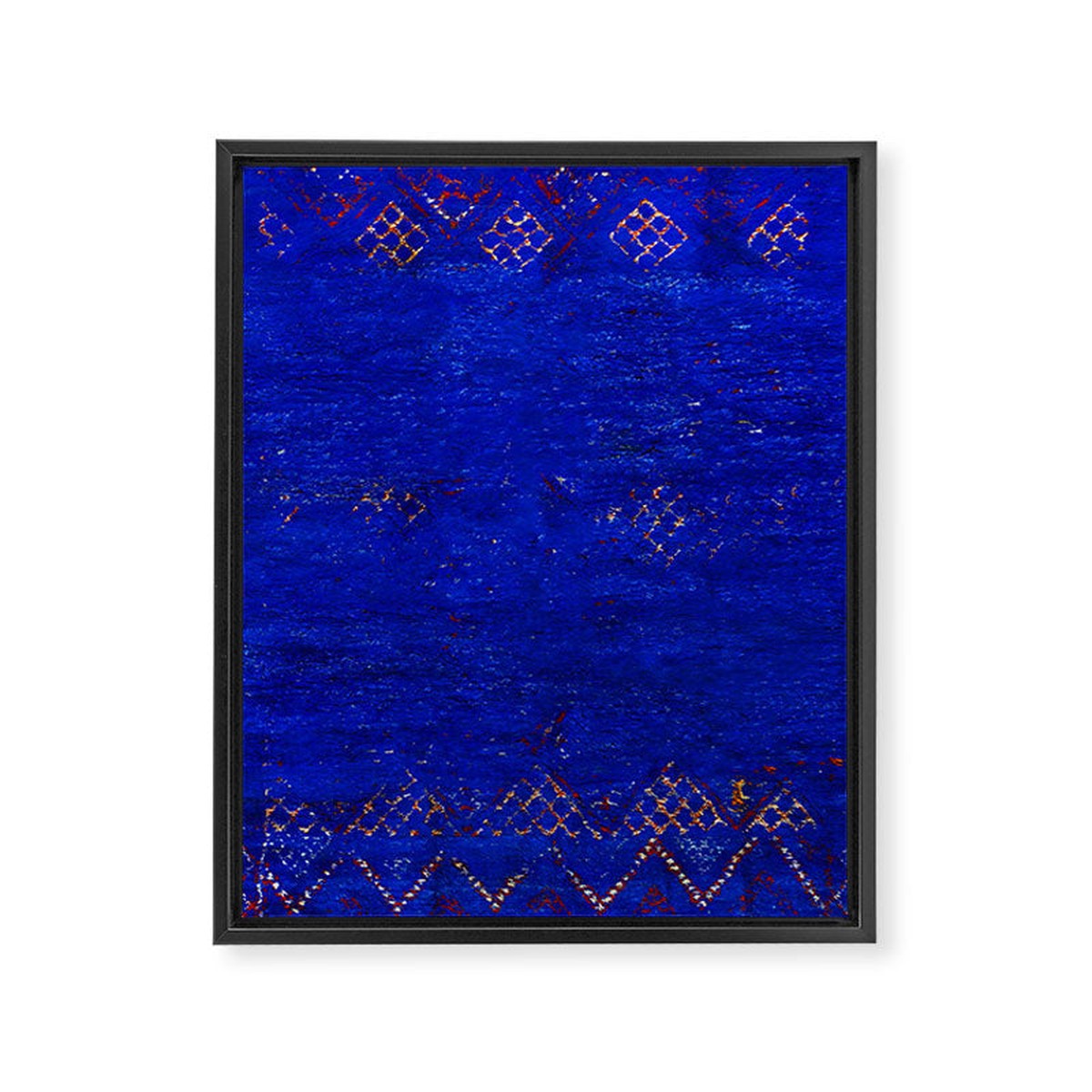 -A5- Royal Calm Blue Bohemian Moroccan Artwork. Framed Canvas Print