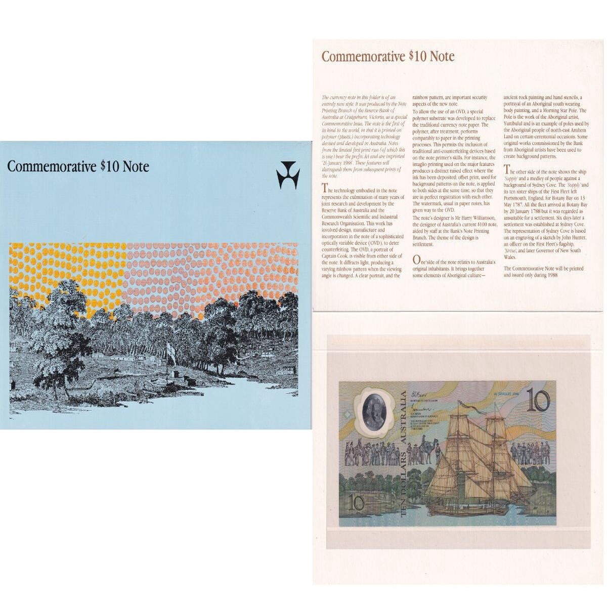Australia 10 Dollars 1988 P 49 Commemorative Polymer UNC With Folder