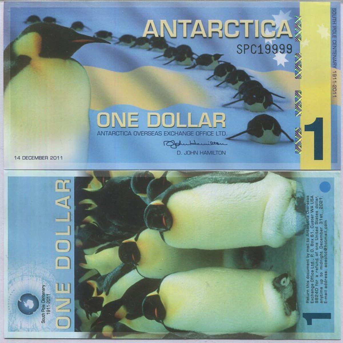 Antarctica 1 Dollar 2011 Polymer AUnc