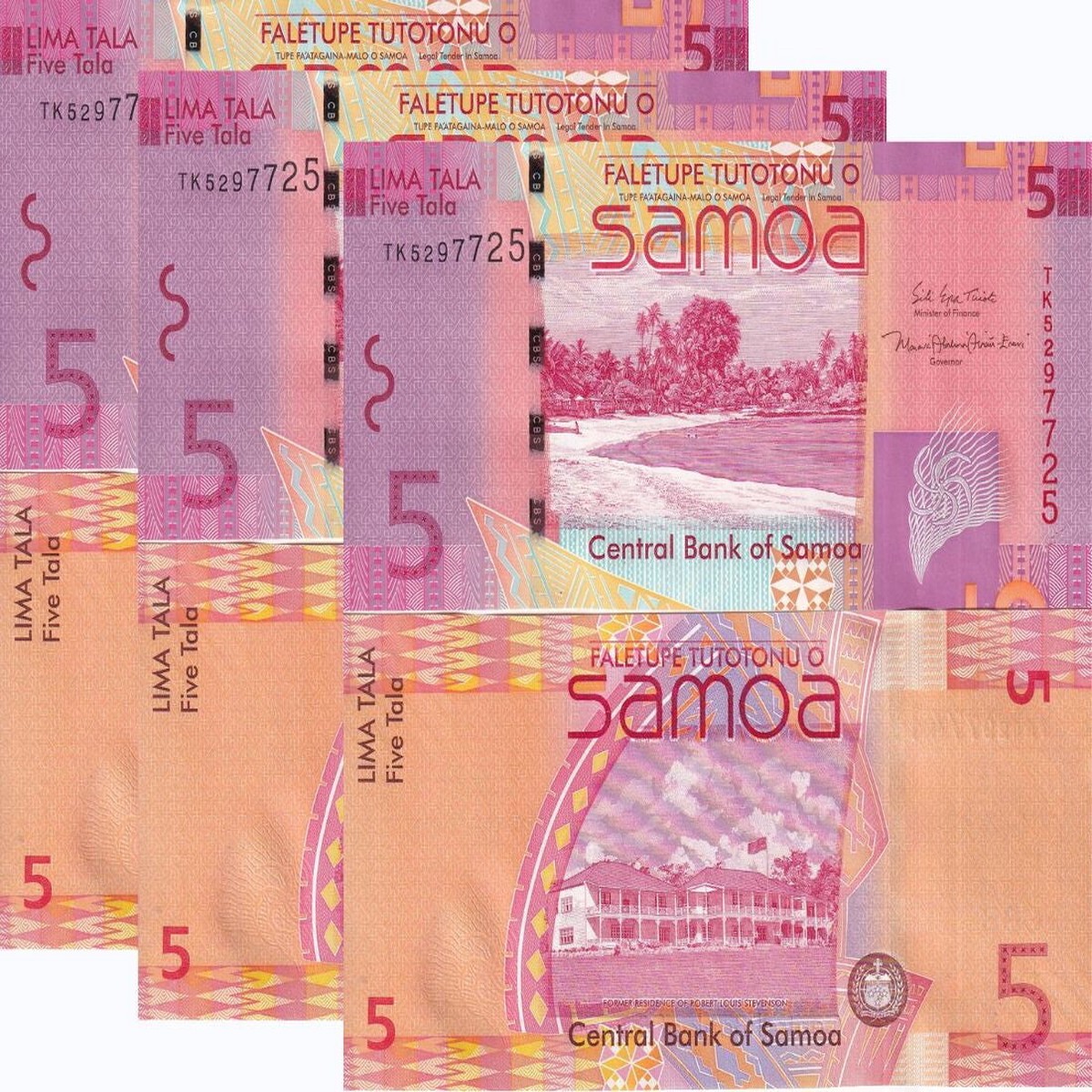 Western Samoa 5 Tala ND 2008/2017 P 38 c UNC LOT 3 PCS , Beach