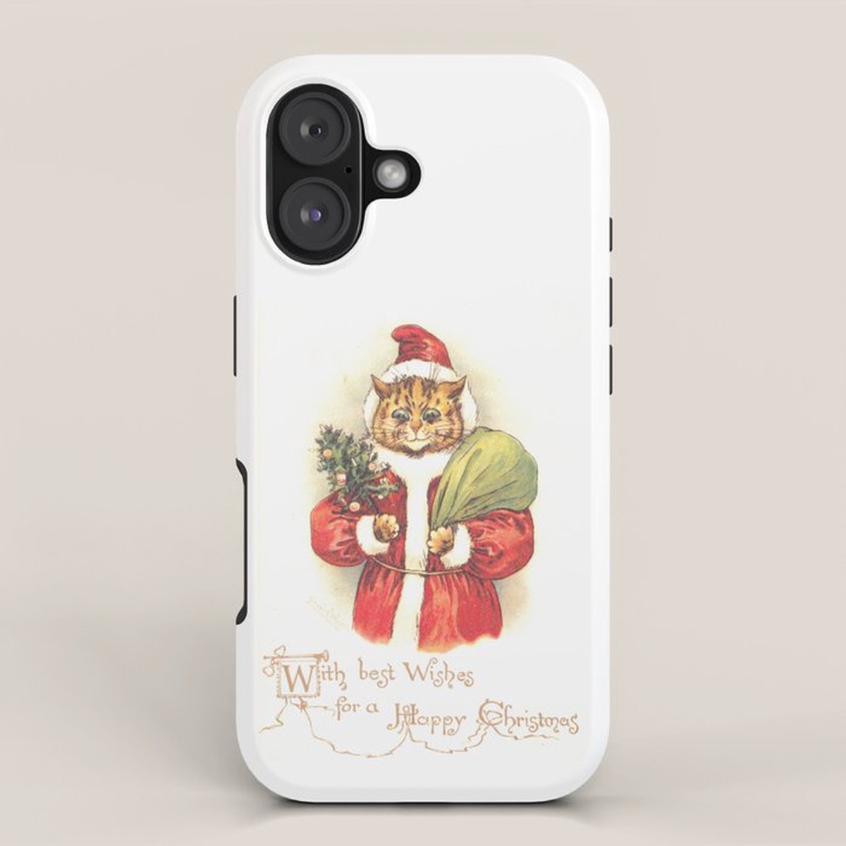 'Father Christmas Cat' by Louis Wain iPhone Case