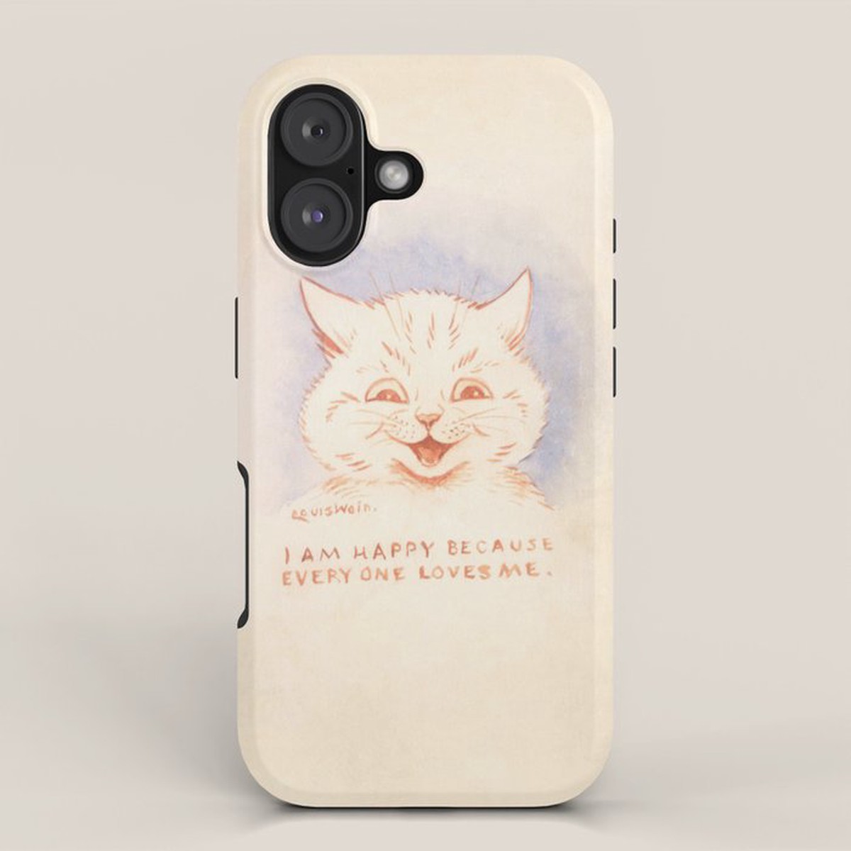 'I Am Happy Because Every One Loves Me' Louis Wain Cat iPhone Case
