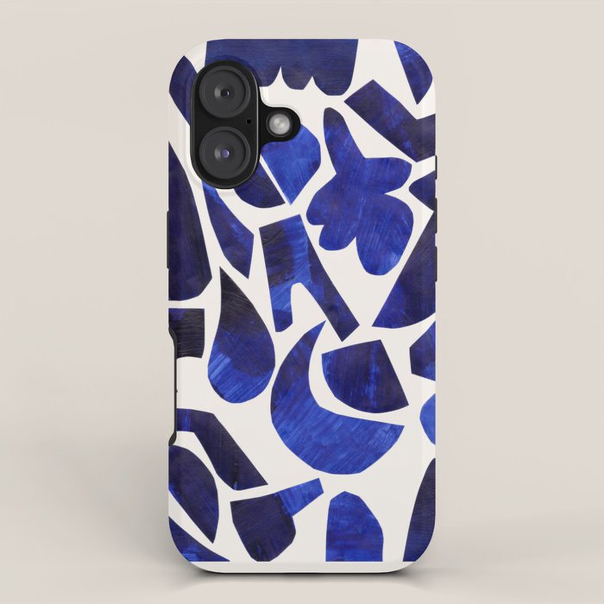 'Shattered Sky' Abstract Colorful Blue Paper Collage Minimal Mid Century Pattern by Ejaaz Haniff iPhone Case