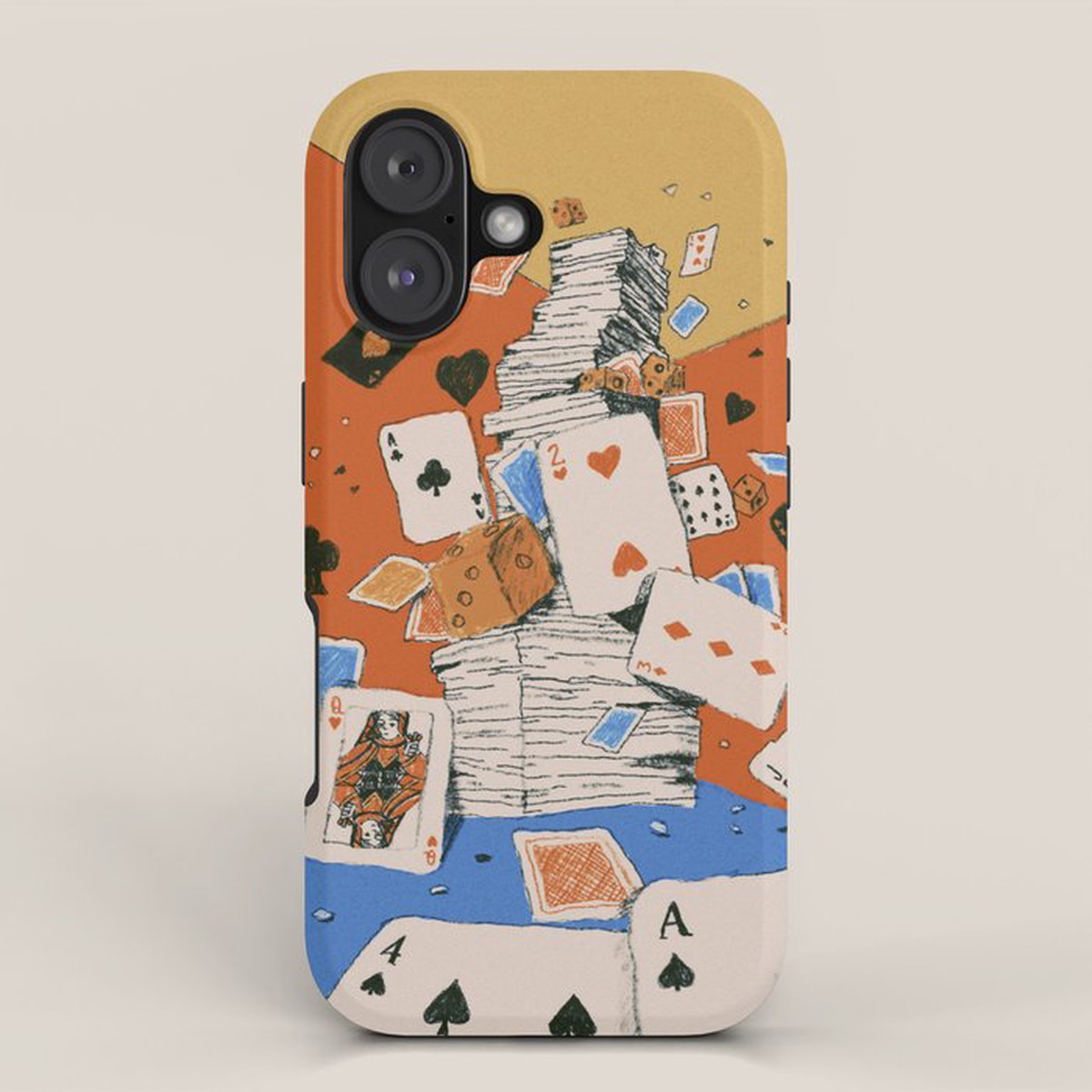 'Texas' - Surreal Illustration with Playing Cards and Dice, Western Retro Style iPhone Case