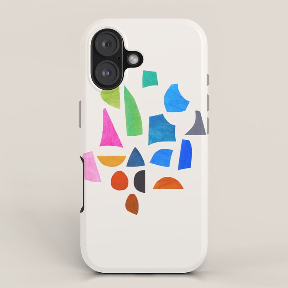 'Possibilities' Mid Century Modern Minimalist Paper Collage Rainbow Colors iPhone Case