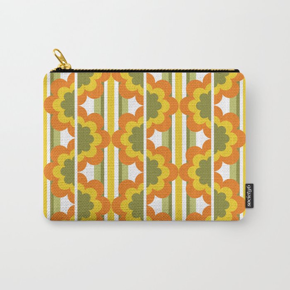 '70's Summer' Orange Yellow Green Carry All Pouch