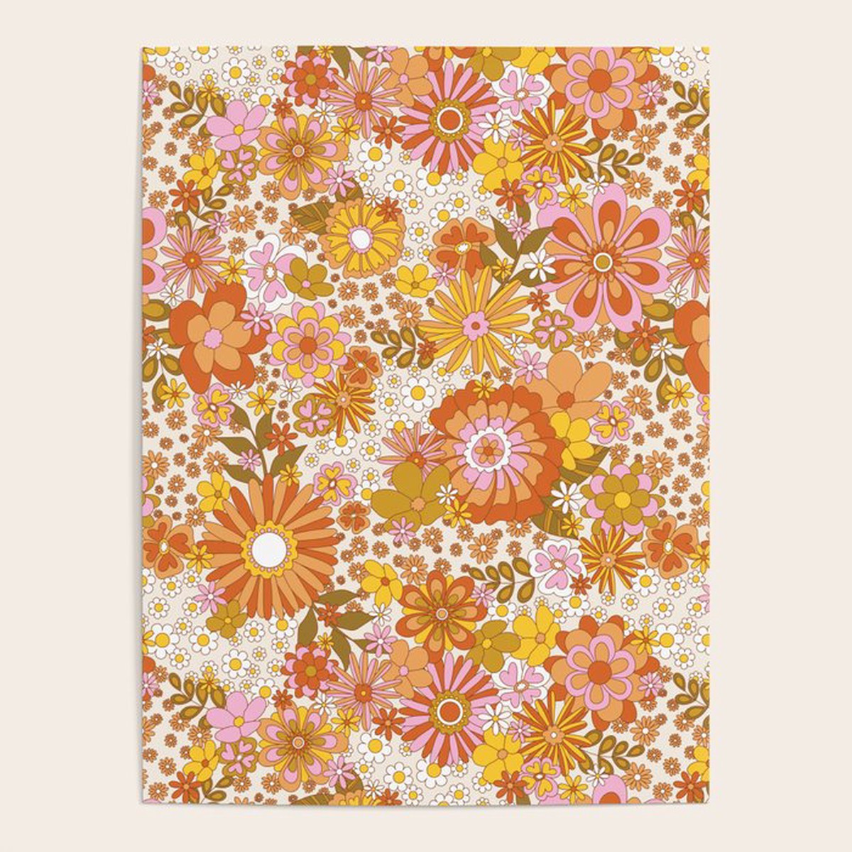 New Arrival 70s Floral Pattern Poster
