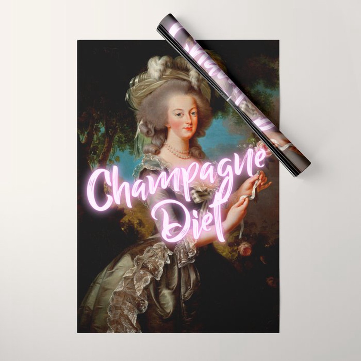'Champagne Diet' Marie Antoinette Wrapping Paper