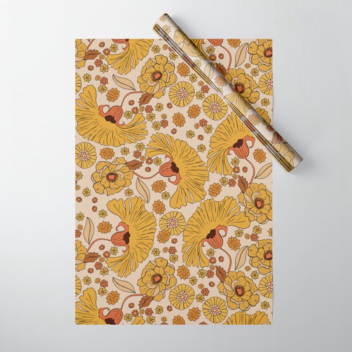 Hot Sale 70s Floral Pattern Wrapping Paper