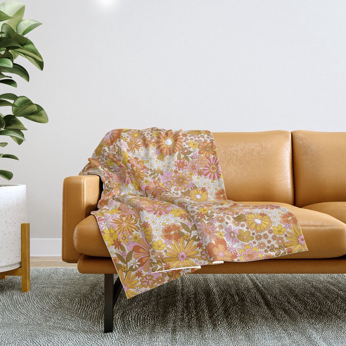 New Arrival 70s Floral Pattern Throw Blanket