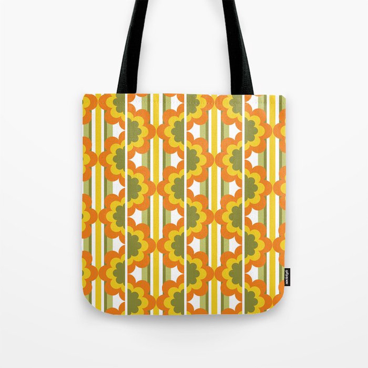 '70's Summer' Orange Yellow Green Tote Bag
