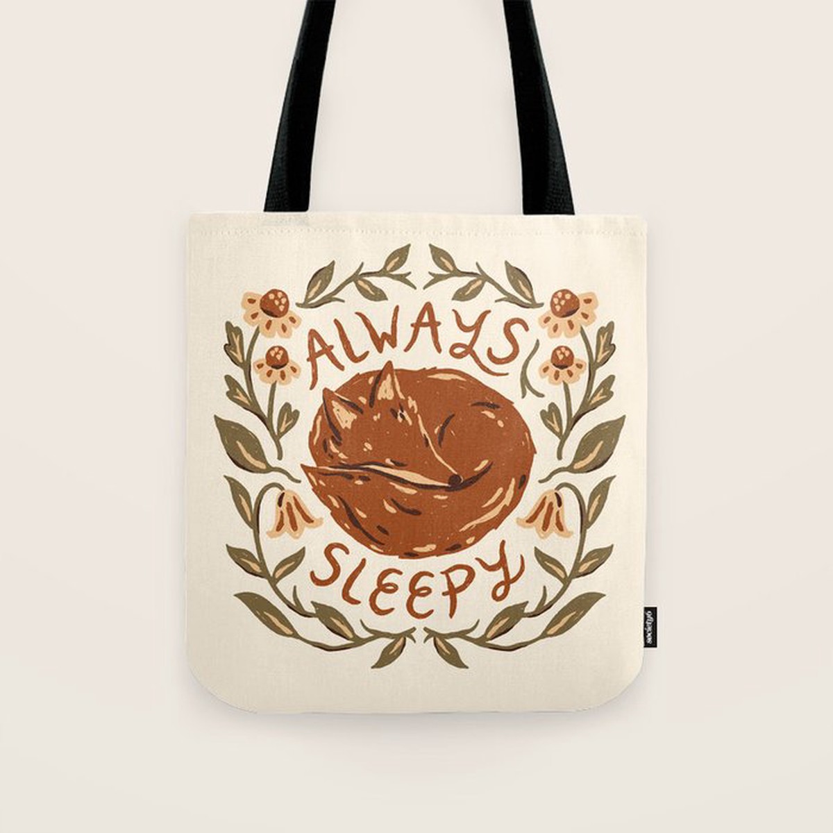 'Always Sleepy' Fox Tote Bag