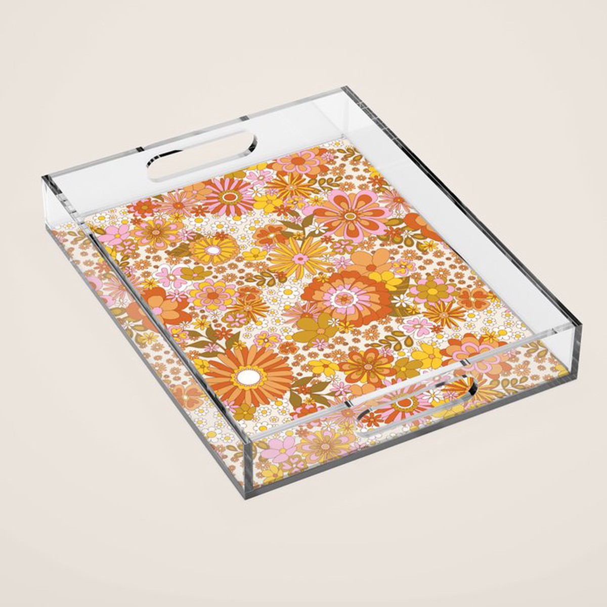 New Arrival 70s Floral Pattern Acrylic Tray