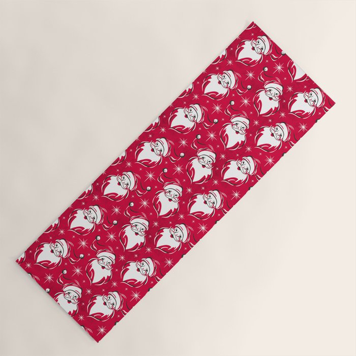 'Tis The Season Retro Santa Red White Pattern Yoga Mat